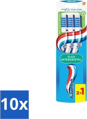 Obrázok produktu pre Aquafresh Flex Interdental Medium zubná kefka, 3 kusy - hodnotné balenie - 10 kusov