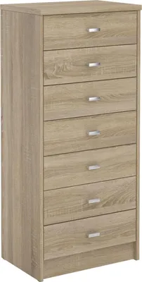 Produktbild von CARO-Möbel Kommode FEHMARN, Sonoma Eiche, Spanplatte, Modernes Design, 110 x 50 x 35 cm (B x H x T), schmale Bauweise, Griffe in Alu-Optik