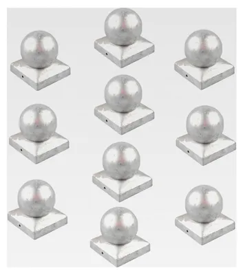 Produktbild von 10 Stück verzinkte Pfostenkappen Abdeckkappen für Pfosten Kugel 71 mm 7 x 7 cm
