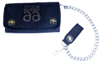 Produktbild von Biker- & Trucker-Geldbörse Route 66 schwarz Biker Trucker Ledergeldbörse mit Kette Wallet Geldbeutel Portemonnaie Brieftasche