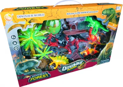 Image de Set de dinosaures dans un carton Différents dinosaures dans un set