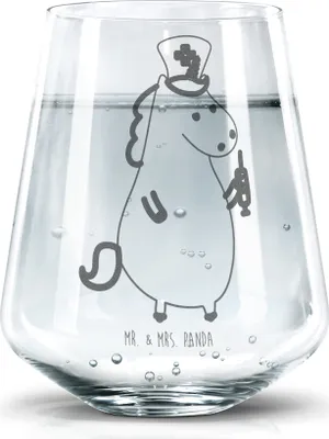Produktbild von Mr. & Mrs. Panda Glas Einhorn Krankenschwester - Transparent - Geschenk, Krankenpfleger, Wasserbecher, Krankenhaus, Trinkgefäß, Becherglas, Ärztin, Unicorn, Wasserglas