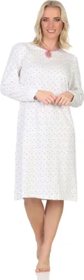 Normann Damen Nachthemd - Langarm Mit Spitzenbesatz