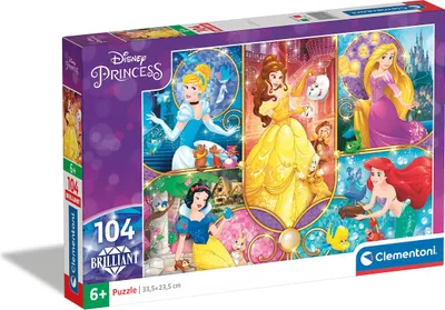 Immagine prodotto di Clementoni 20140 Puzzle brillante Principesse Disney - Puzzle 104 pezzi da 6 anni, colorato puzzle per bambini con effetto shimmer, gioco di abilità per bambini