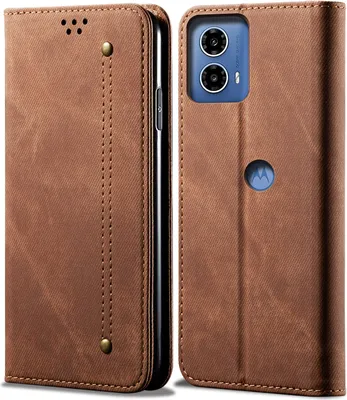 Produktbild von Hülle für Motorola Moto G24 Power Leder Brieftasche Flip Bookstyle Schutzhülle mit Standfunktion Braun