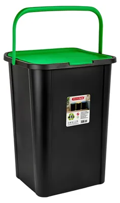 Produktbild von Plasticforte Recycling-abfallbehalter - schwarz/grun - 45 Liter - abschliesbar - 34 x 40 x 54 cm - D