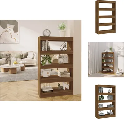 Zdjęcie produktu dla vidaXL Regał/przegroda do pokoju brązowy dąb 80x30x135 cm materiał drewnopochodny - Regały i biblioteczki