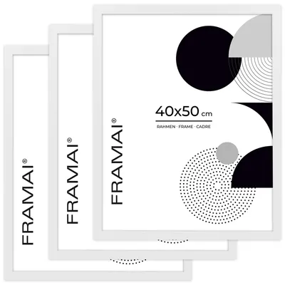 Zdjęcie produktu dla FRAMAI® Zestaw 3 ramek do zdjęć, kolor biały, 40x50 cm