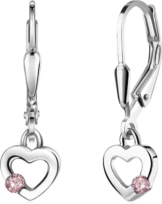 Produktbild von MATERIA by Matthias Wagner Herz Ohrringe Kinder rosa Zirkonia 925 Sterling Silber SO-493-Rosa