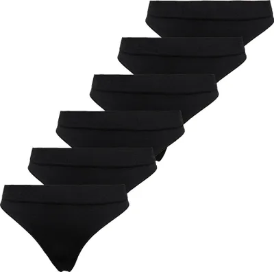 Produktbild von ONLY Damen Strings, 6er Pack - ONLVICKY RIB THONG, gerippt Schwarz M/L