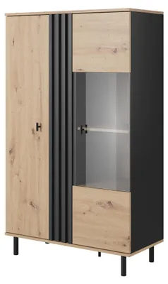 Image de Vitrine, chêne Artisan + noir anthracite, 90,1 x 148,8 x 40 cm