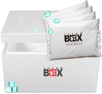 Produktbild von THERM BOX Styroporbox 37W mit 4x Kühlakku für Kühlbox 37,5L Innen: 51x30x24cm Transportbox Thermbehälter Wiederverwendbar