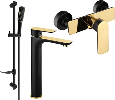Produktbild von Mexen Alfa DF49 Brausegarnitur, Schwarz/Gold - 745714DF49-75