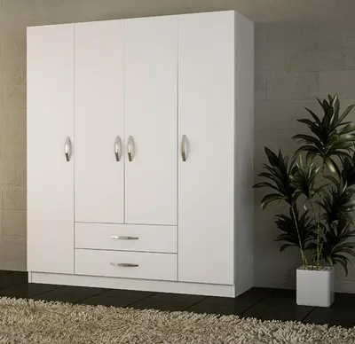 Productafbeelding van Stijlvolle garderobekast, houten, wit, modern meubel, slaapkamer
