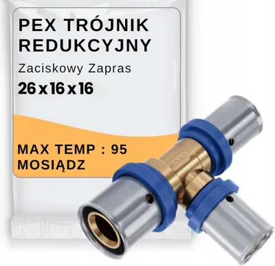 Zdjęcie produktu dla Pipelife Trójnik Redukcyjny PEX 20x16x16 | Radopress Zaciskowy | Mosiądz