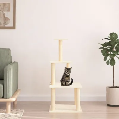 Produktbild von "2026 Promotion" Kratzbaum mit Sisal-Kratzsäulen Creme 111 cm - Kratzbäume CC1967