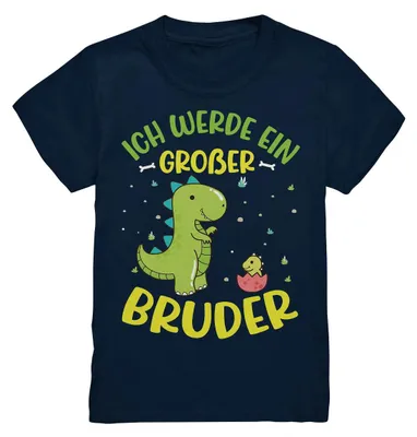 Produktbild von Niedlicher Dino Großer Bruder T-Shirt – Navy / 98/104 (3-4)