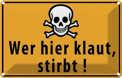 Produktbild von vianmo Blechschild 20x30 cm wer hier klaut stirbt Totenkopf Spruch Zitat