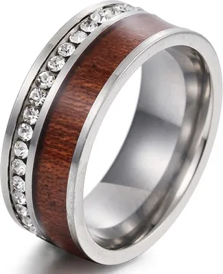Produktbild von Uni Ring Tracy aus Edelstahl mit Zirkonia - Silber/Braun, Größe 52mm KP17015