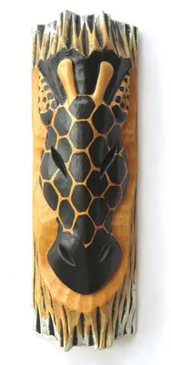 Productafbeelding van Handgemaakte houten girafmasker voor wanddecoratie