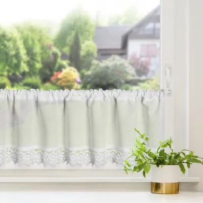 Obrázek produktu pro Okenní závěs 30x150 Clarie white ready for tunnel z matné tkaniny s krajkou Eurofirany