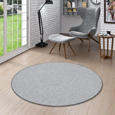 Produktbild von Feinschlingen Velour Teppich Strong Silbergrau Rund, Größe:400 cm Rund
