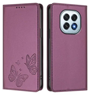 Obrázek produktu pro Kožené pouzdro pro Oppo F29, motýlí ražbou, peněženkové flip pouzdro se stojánkem Fialová