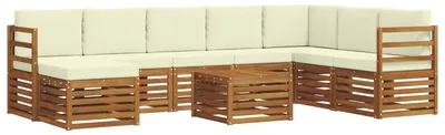 Produktbild von vidaXL Outdoor-Sofagarnitur 9 stk. Natur und Creme