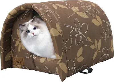Produktbild von Katzenhöhle Wasserdichtes Katzenhaus für den Außenbereich, faltbarer Tierschutz, Wildkatzenhaus mit bequemem Plüschkissen, regensicheres Hundehaus, 42