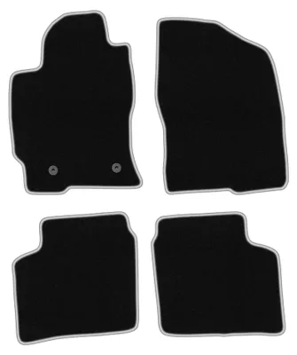 Zdjęcie produktu dla Dywaniki samochodowe welurowe CARLUX-SILVER do: Toyota Prius II (2003-2010, hatchback) czarne ze srebrnym obszyciem, z mocowaniami