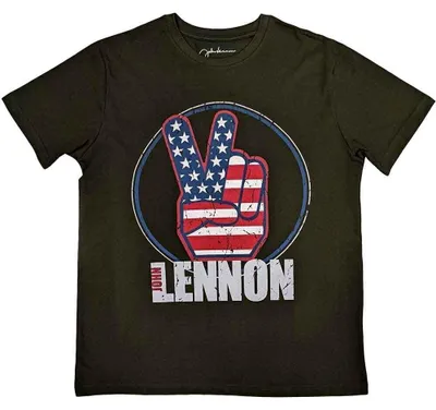 Produktbild von John Lennon Peace Fingers US Flag Military Green M T-Shirt