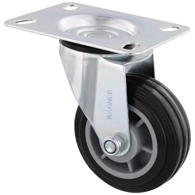 Produktbild von WAGNER Soft-Lenkrolle/Möbelrolle Ø 80 mm, Transportrolle mit Rollenlager, Stahl, schwarz, Tragkraft 50 kg - 04158001