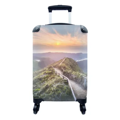 Produktbild von MuchoWow® Koffer Handgepäck Trolley Rollkoffer Kleine Reisekoffer mit 4 Rollen - Berge - Sonne - Natur - Cabin Size < 55x40x23 cm & 55x40x20 cm - Fotokoffer - Kabinenkoffer - Boardgepäck - Reise-Box - Reisekoffer - Reisegepäck - Koffer mit Bild - Trolley für Kinder