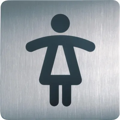 Produktbild von Türschild Picto quadratisch 'WC Damen' 150x150mm metallic silber Packung mit 5 Stück