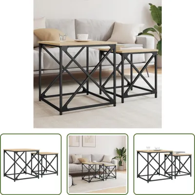 Zdjęcie produktu dla The Living Store Zestaw stolików 2 szt. Materiał drewnopochodny dąb sonoma
