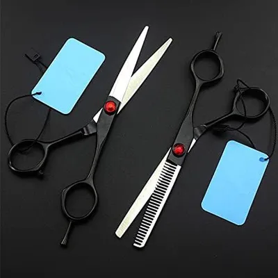 Produktbild von Haarschneideschere, 6 Zoll, aus Japan-440c-Stahl, schwarz, für Friseursalons und Friseure zum Schneiden und Effilieren von Haaren