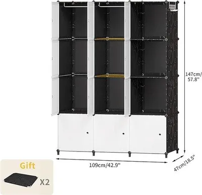 Produktbild von Famanu Ladenschrank - Kleidungsschrank mit 12 Fächern, 109 x 47 x 147 cm