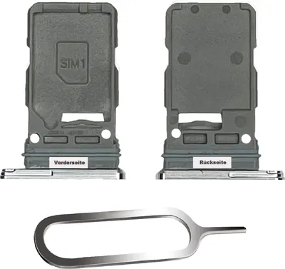 Produktbild von SAMSUNG GALAXY S21 / PLUS / ULTRA 5G SIM KARTEN HALTER TRAY ADAPTER FACH STECKER SLOT + NADEL SINGLE WHITE WEIß SILBER