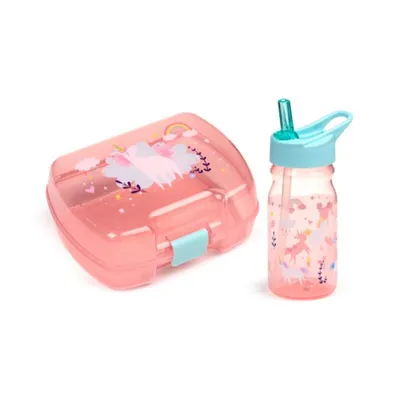 Produktbild von Puckator Brotbox & Trinkflasche im Set Einhorn Lunchbox Flasche ca. 500ml Snackbox
