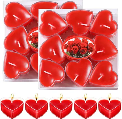 Immagine prodotto di Candele a forma di cuore, rosse, da 4 cm, confezione da 18 pezzi, ideali per matrimoni, anniversari e compleanni