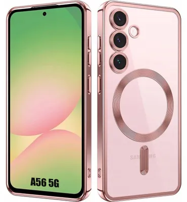 Image de Coque pour Samsung Galaxy A56 5G, Protection Silicone avec Cercle Magnétique et Protection Caméra - Rose