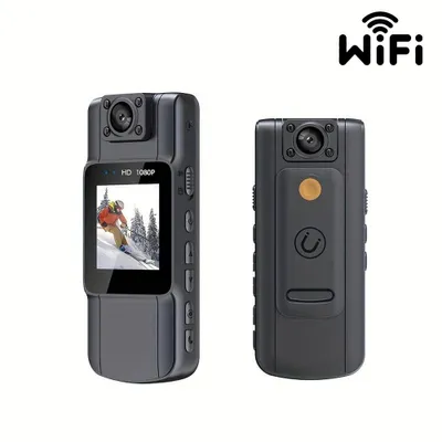 Image de ZELURXX 1080P HD, WiFi Bodycam, Caméra portable avec carte mémoire 32G, Vision nocturne, Détection de mouvement, Enregistrement en boucle, Objectif rotatif 180