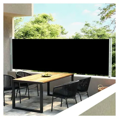 Produktbild von Ausziehbare Seitenmarkise 140x600 cm Schwarz für den Außenbereich, Gärten und Innenhöfe