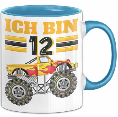 Produktbild von 12. Geburtstag Geschenk Tasse Becher Jungs Trucks Geburtstagsgeschenk Ich Bin 12 (Blau)