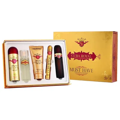 Zdjęcie produktu dla Cuba Original Cuba Royal Must Have Woda toaletowa 100ml + Woda toaletowa 35ml + Dezodorant 200ml + żel pod prysznic 200ml + Woda po goleniu 100ml