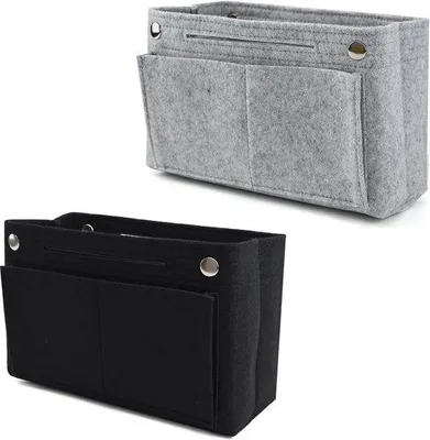 Productafbeelding van Famanu Tasorganizer, 2 stuks - Handtasorganizer, 24 x 15 x 8 cm - Binnenin compartimenten voor dames en meisjes (lichtgrijs en zwart)