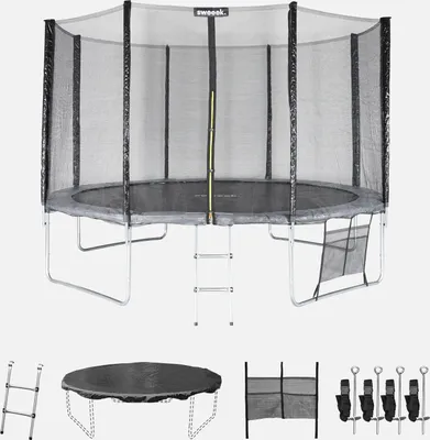 Produktbild von sweeek - Trampolin Ø370cm - mit Sicherheitsnetz und Zubehör - Grau