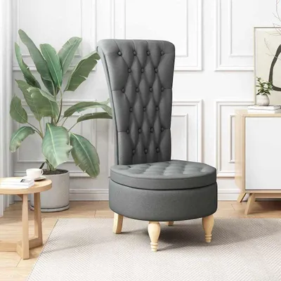 Produktbild von Dunkelgrauer, gepolsterter Schlafsessel mit Rückenlehne und Fußstütze, moderner Lesesessel aus Stoff für Wohnzimmer und Schlafzimmer, 56,5 x 70 x 110 cm