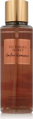 A bottle of Victoria's Secret Amber Romance body mist.