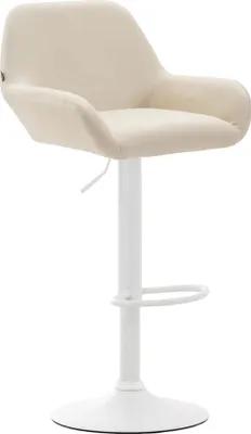 Image de Tabouret de bar en similicuir - tabouret - assise pivotante à 360°, hauteur réglable | Couleur : crème | Couleur de base : blanc